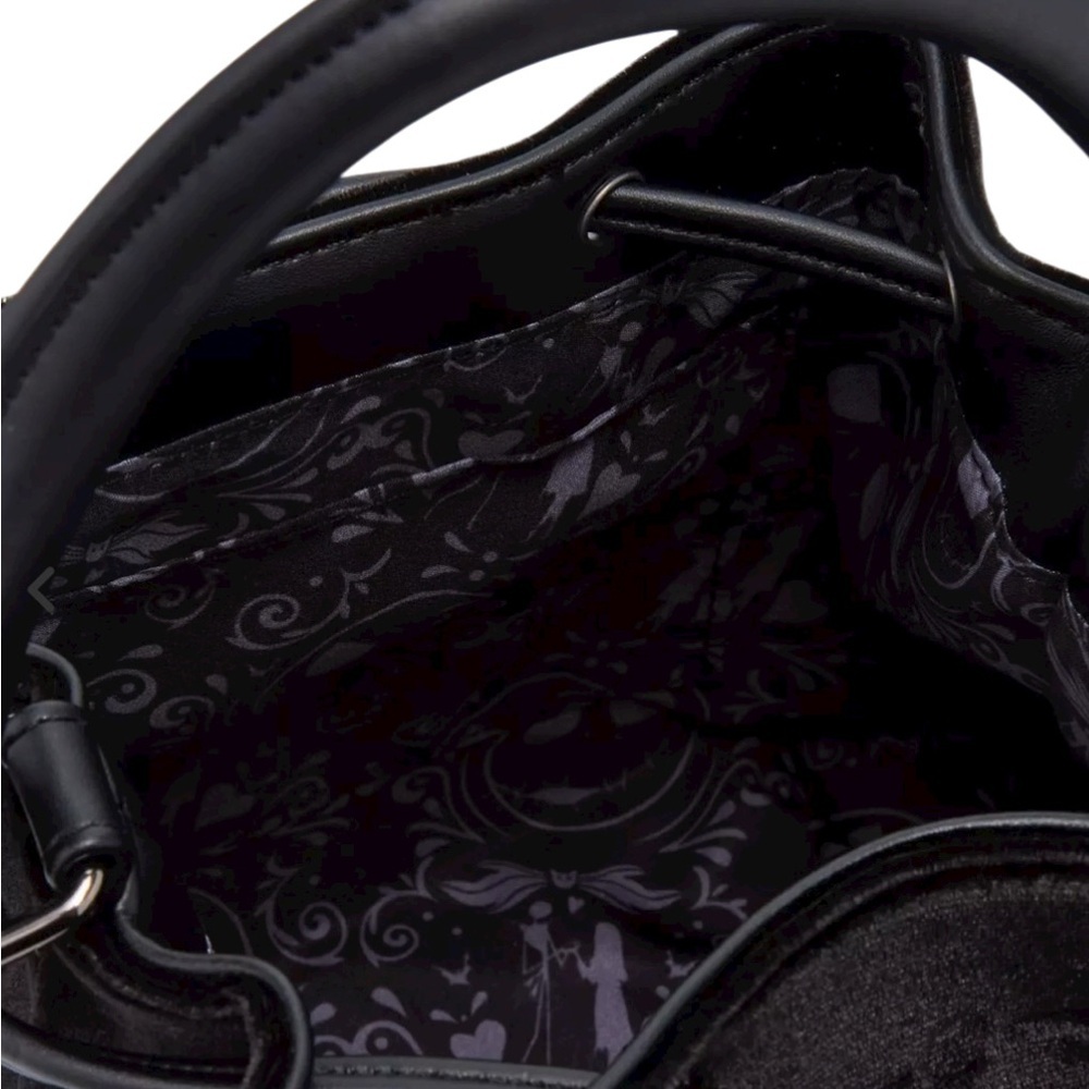 Loungefly Disney Jack Skellington Bow Tie Velvet Bucket Bag - Picture 4 of 4
